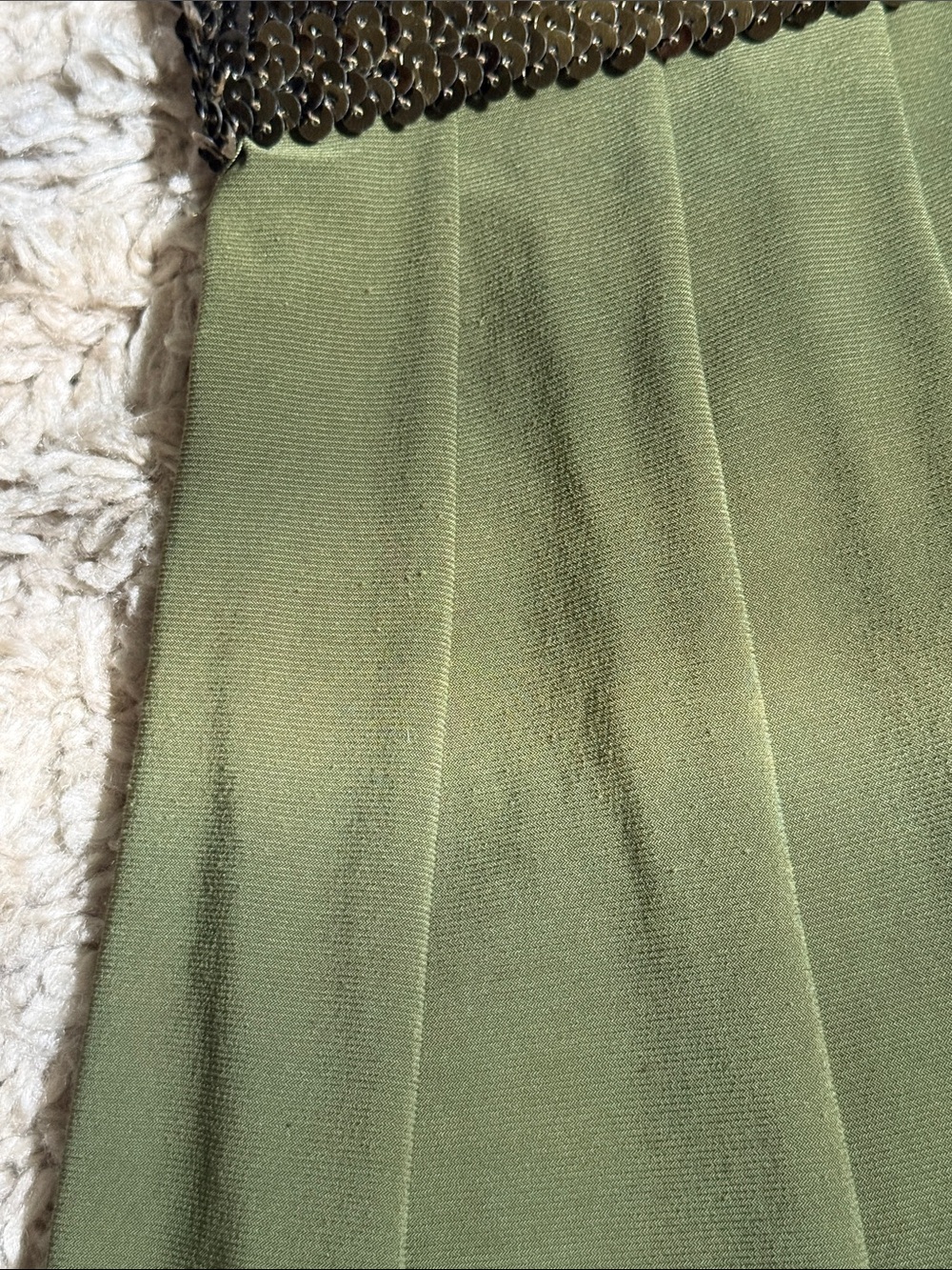 Y2K Costa Blanca Olive Sequin Empire Waist Party Mini Dress/Top - Size XS - Picture 8 of 16